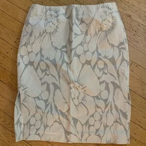Floral Patterned Gray and White Skirt by J Crew
